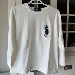 Cream Long Sleeve Top with Navy Logo